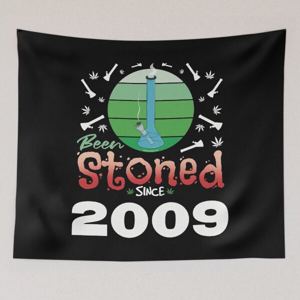Item preview, Been stoned since 2009 (Green retro vintage sunset with bong) designed and sold by YomeHayin.