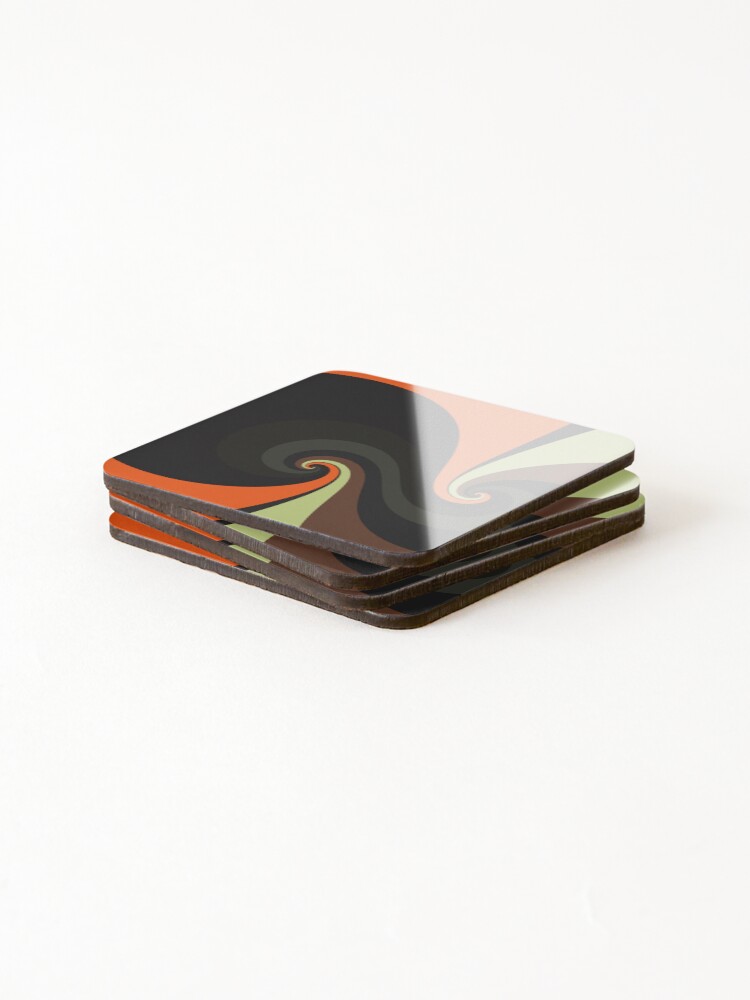 Thumbnail 4 of 5, Coasters (Set of 4), Retro Abstract Swirl Pattern designed and sold by HappyLifeCreate.