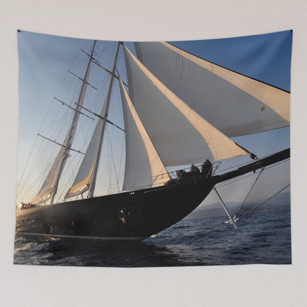 Item preview, big black sailboat sailing designed and sold by laikaincosmos.