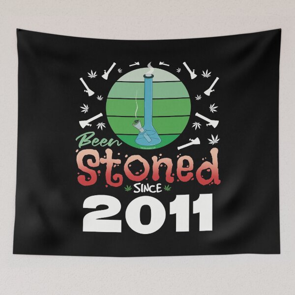 Item preview, Been stoned since 2011 (Green retro vintage sunset with bong) designed and sold by YomeHayin.