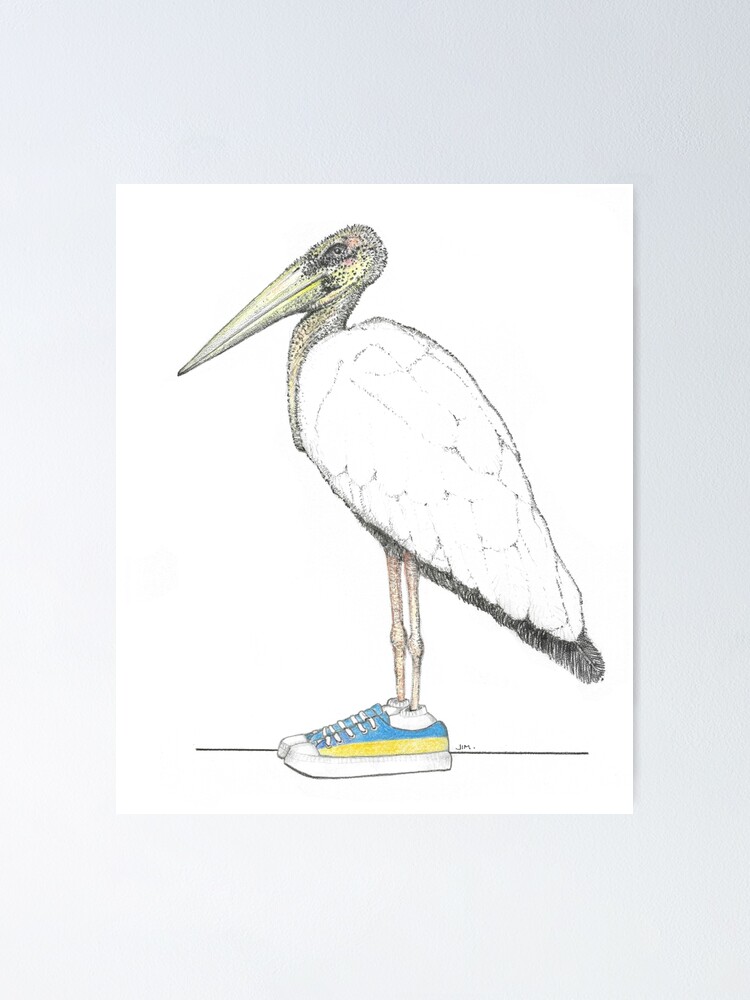 White Stork in Ukrainian Sneakers Poster for Sale by JimsBirds