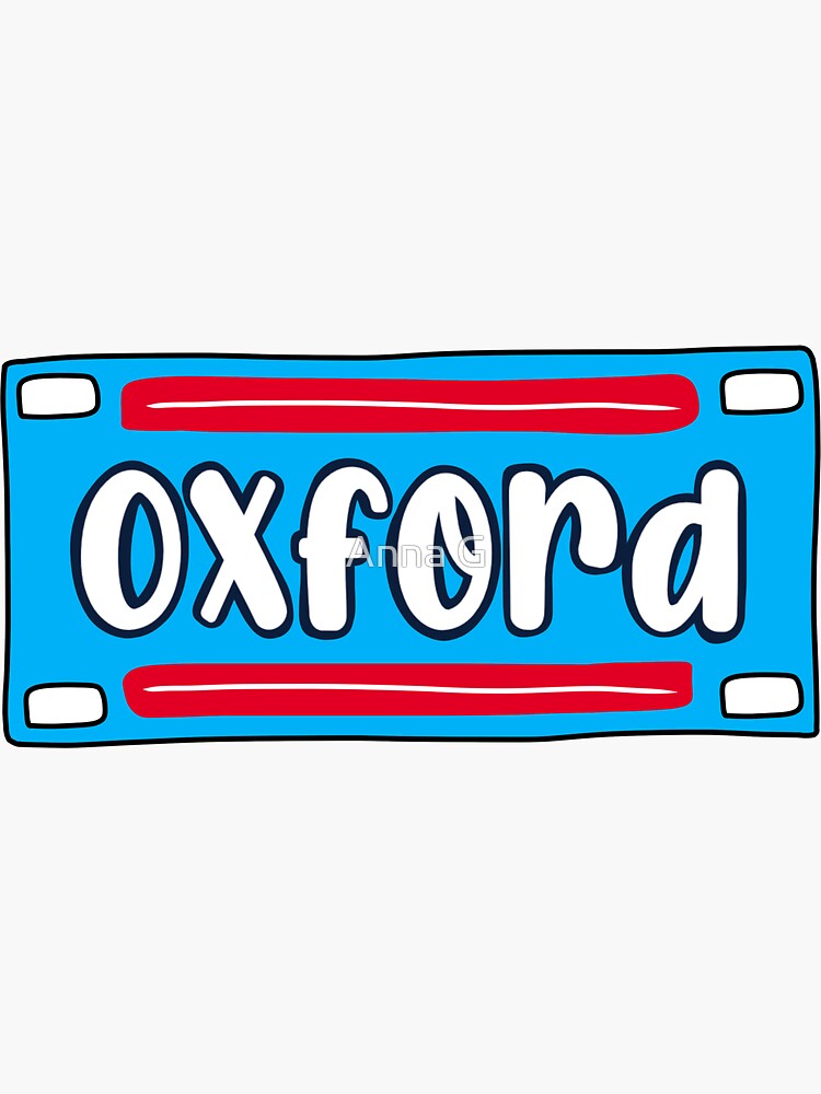 "Oxford license plate" Sticker by Annakgregory Redbubble
