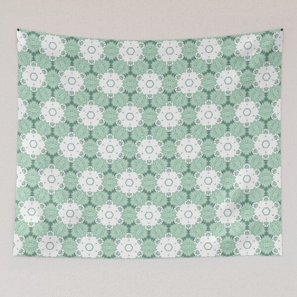 Item preview, Mint botanical honeycomb pattern designed and sold by Pacesyte.