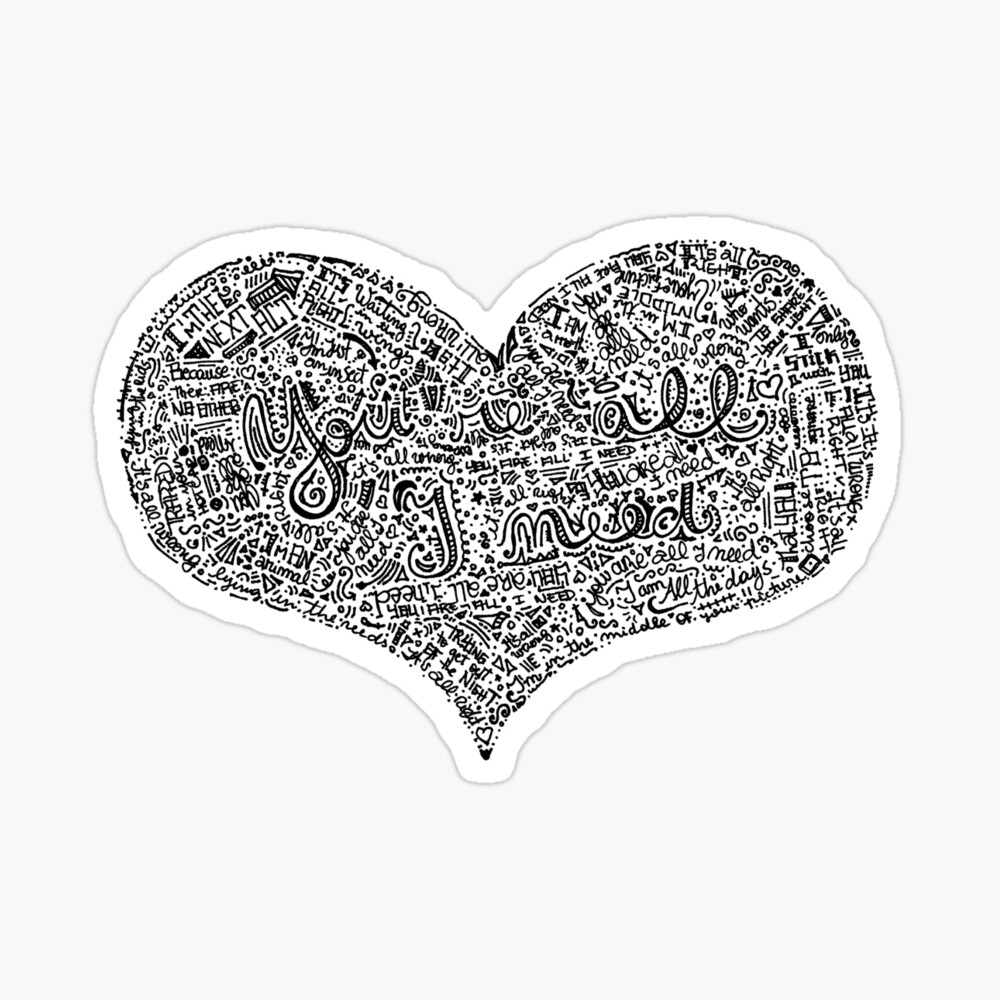 All I Need Radiohead Lyrics In A Heart Shape Doodle Canvas Print By Marianabeldi Redbubble