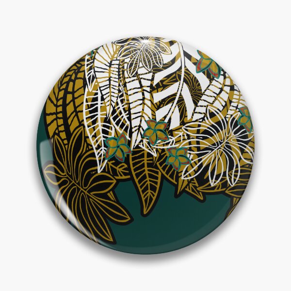 Item preview, Vintage Hawaiian Teal And Gold Tropical Floral designed and sold by sunnthreads.