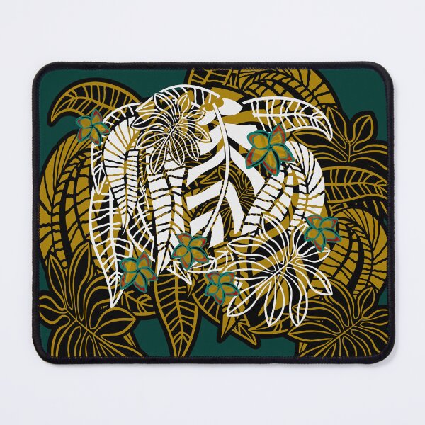 Item preview, Vintage Hawaiian Teal And Gold Tropical Floral designed and sold by sunnthreads.