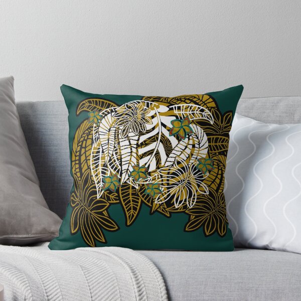 Item preview, Vintage Hawaiian Teal And Gold Tropical Floral designed and sold by sunnthreads.