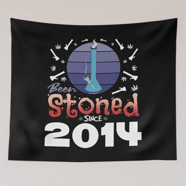 Item preview, Been stoned since 2014 (Purple retro vintage sunset with bong) designed and sold by YomeHayin.