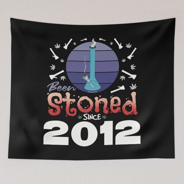 Item preview, Been stoned since 2012 (Purple retro vintage sunset with bong) designed and sold by YomeHayin.