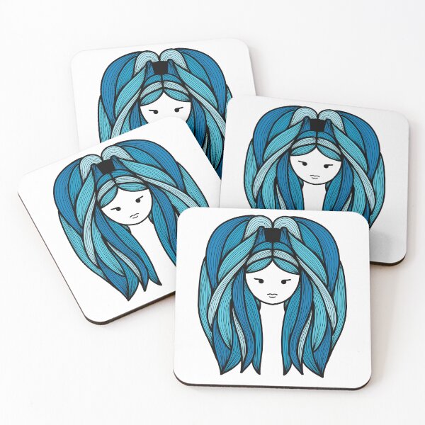 Item preview, Line Art Woman Blue Hair designed and sold by Morgan Klassiks.