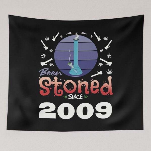 Item preview, Been stoned since 2009 (Purple retro vintage sunset with bong) designed and sold by YomeHayin.
