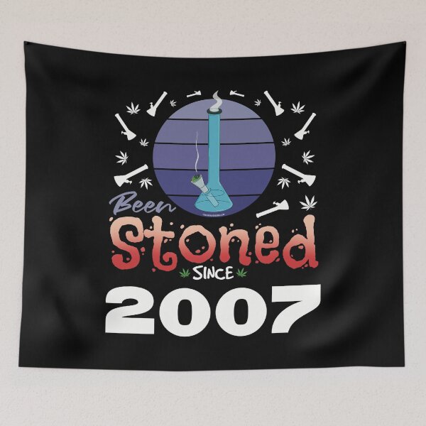 Item preview, Been stoned since 2007 (Purple retro vintage sunset with bong) designed and sold by YomeHayin.