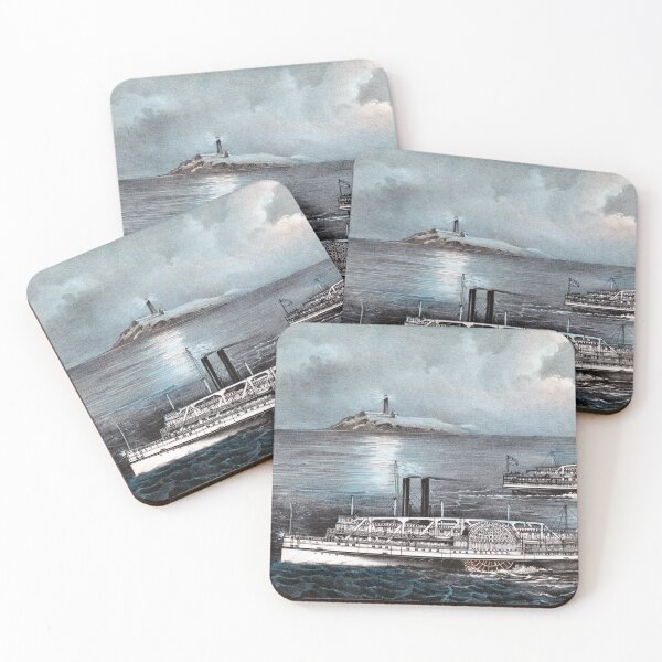 Item preview, Steamboats Passing At Midnight - On Long Island Sound  designed and sold by warishellstore.