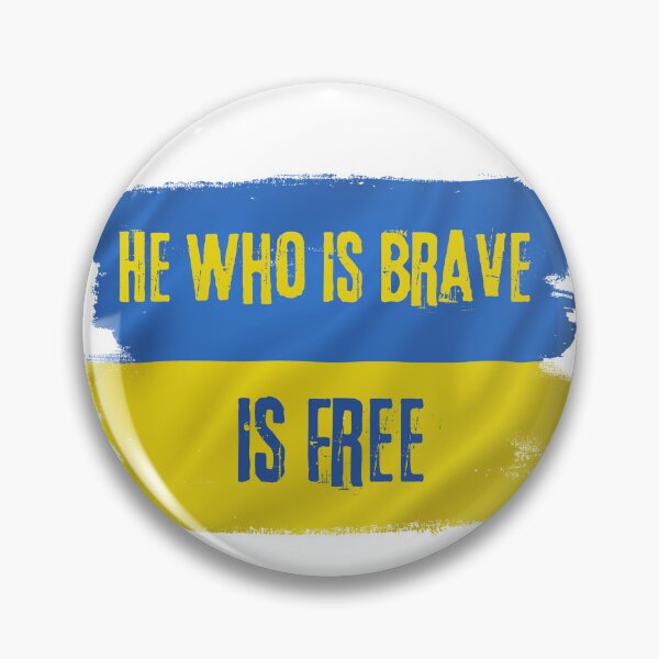 Item preview, Ukrainian Flag with He Who Is Brave Is Free quote  designed and sold by YogaZesty.