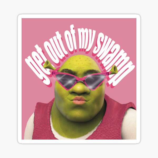 Vista previa del artículo con la obra «Shrek Pink Sal de mi pantano Pegatina», diseñado y vendido por 517-designs.