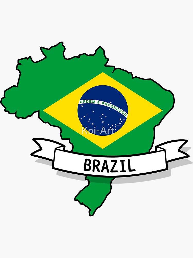 Brazil Flag Map Sticker By Koi Art Redbubble