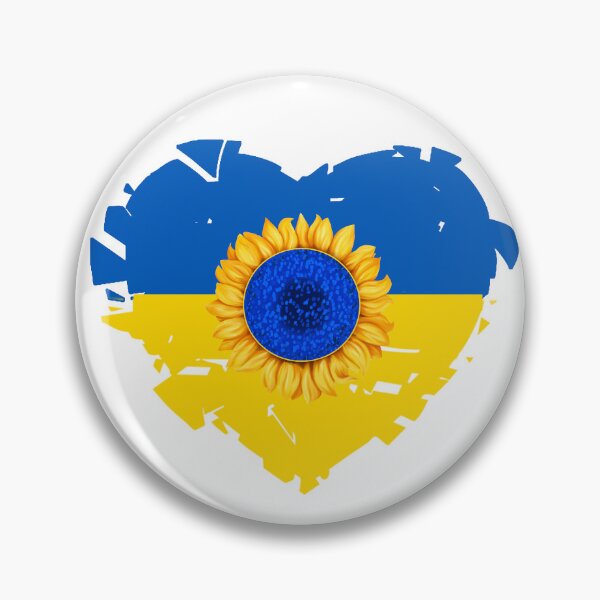 Item preview, The Broken Heart of Ukraine with Sunflower Rising - Ukrainian Flag Colors of Gold and Azure designed and sold by ozcushions.