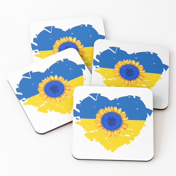 Item preview, The Broken Heart of Ukraine with Sunflower Rising - Ukrainian Flag Colors of Gold and Azure designed and sold by ozcushions.
