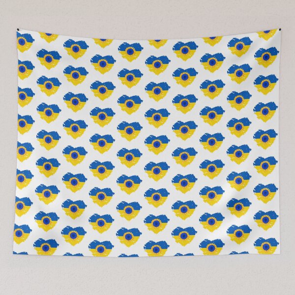 Item preview, The Broken Heart of Ukraine with Sunflower Rising - Ukrainian Flag Colors of Gold and Azure designed and sold by ozcushions.