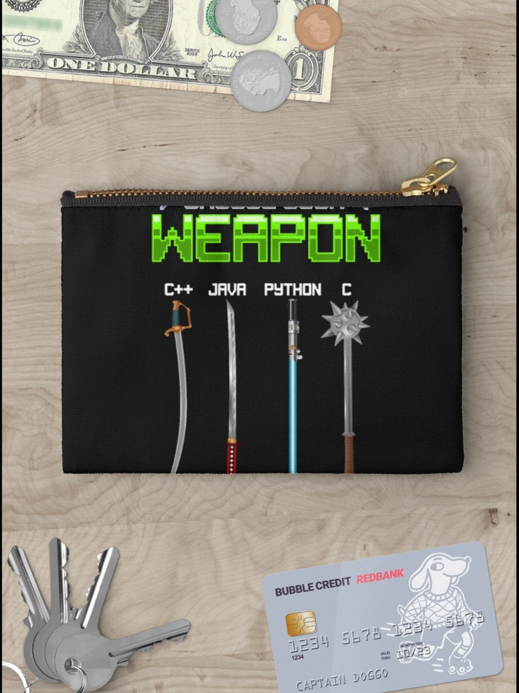 Aperçu 3 sur 4. Pochette avec l'œuvre Programmeur Arme Java Programmation Python créée et vendue par ClamenTaon.