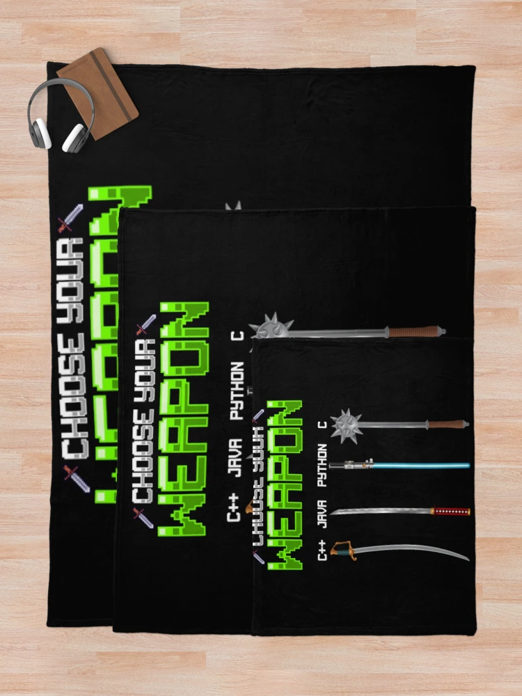 Thumbnail 5 of 6, Throw Blanket, Programmer Weapon Java Programming Python designed and sold by ClamenTaon.