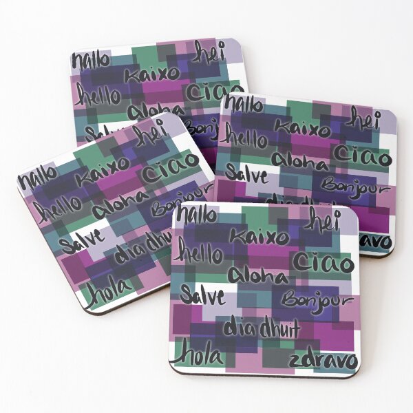 Item preview, hello mutli-lingual with glass squares designed and sold by MGuyerArt.