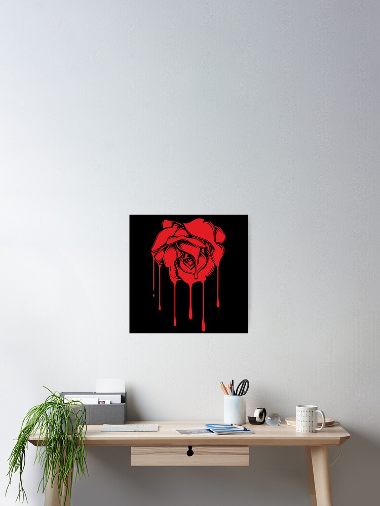Red Melting Rose Dripping Flower Vampire Emo Punk Goth