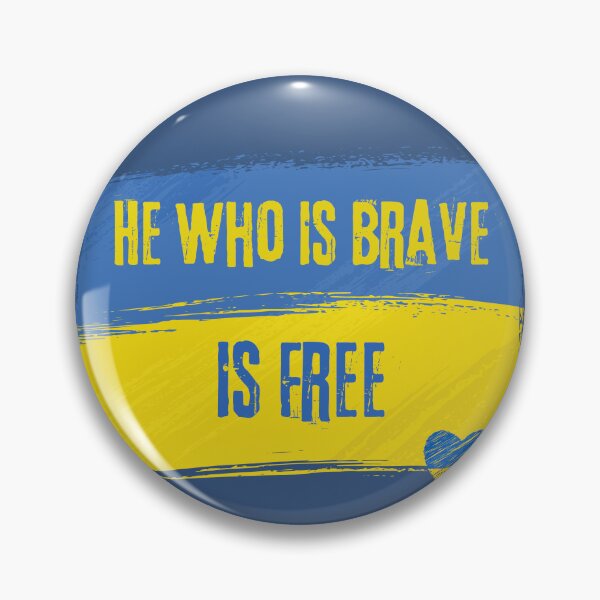 Item preview, Ukrainian Flag with heart and He Who Is Brave Is Free quote  designed and sold by YogaZesty.