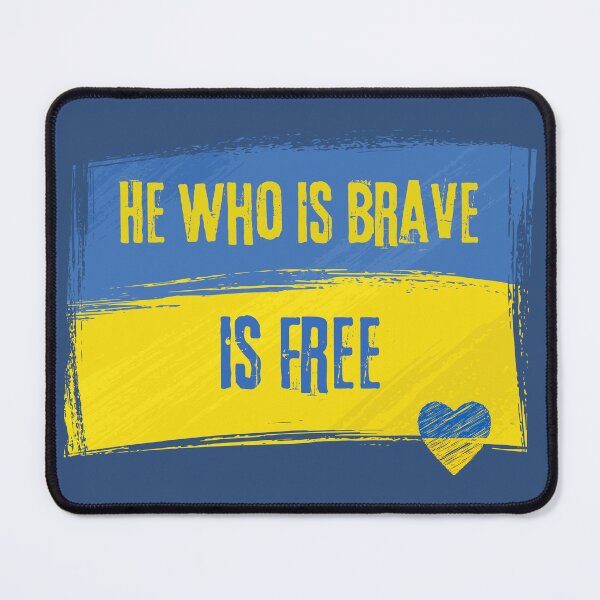 Item preview, Ukrainian Flag with heart and He Who Is Brave Is Free quote  designed and sold by YogaZesty.