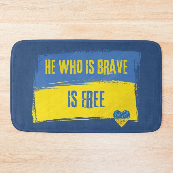 Item preview, Ukrainian Flag with heart and He Who Is Brave Is Free quote  designed and sold by YogaZesty.