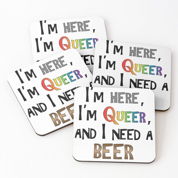 Artikelvorschau, Ich bin hier, ich bin queer und ich brauche ein Bier entworfen und verkauft von MaribitsPrints.