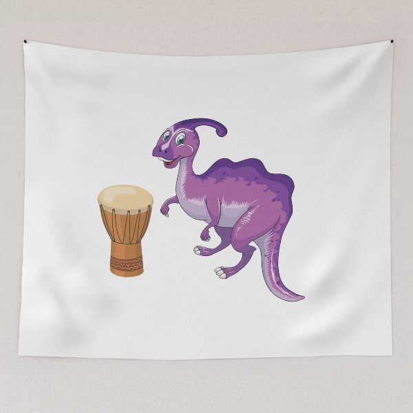 Item preview, Dinosaur Playing Djembe ,Funny Good Purple Dinosaur Djembe Lovers Art designed and sold by pedrored369.
