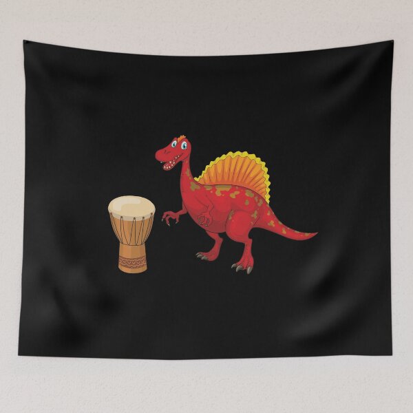 Artikelvorschau, Dinosaurier, der Djembe spielt, lustiges gutes Dinosaurier-Djembe-Liebhaber-rotes Design entworfen und verkauft von pedrored369.