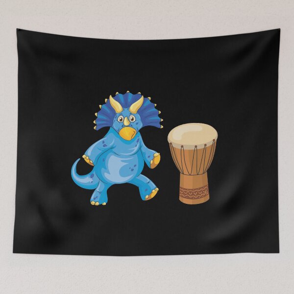Artikelvorschau, Dinosaurier, der Djembe spielt, lustiges gutes Dinosaurier-Djembe-Liebhaber-blaues Design entworfen und verkauft von pedrored369.