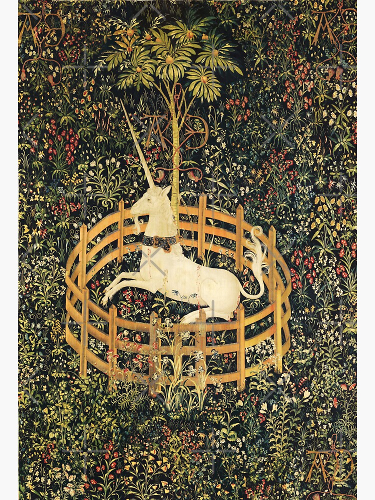 UNICORN AND GOTHIC FANTASY FLOWERS, GREEN FLORAL MOTIFS by BulganLumini
