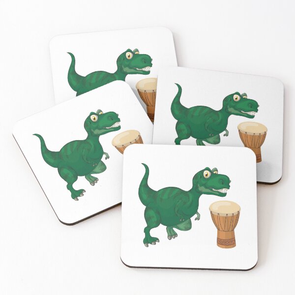 Item preview, Dinosaur Playing Djembe ,Funny Good Dinosaur Djembe Lovers Cool Green Design designed and sold by pedrored369.