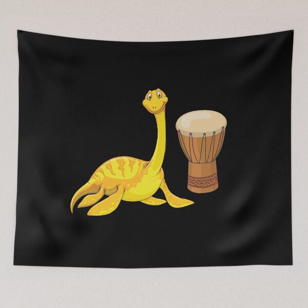 Item preview, Dinosaur Playing Djembe ,Funny Good Dinosaur Djembe Lovers Yellow Cute Dinosaur Art designed and sold by pedrored369.