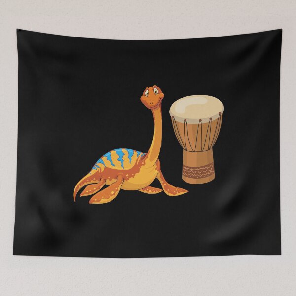 Artikelvorschau, Dinosaurier, der Djembe spielt, lustige gute Dinosaurier-Djembe-Liebhaber, süßes orangefarbenes Design entworfen und verkauft von pedrored369.