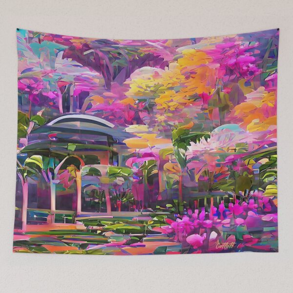 Item preview, Landscape Painting of Modern Art Impressionism - Painting of Botanical Garden designed and sold by CattlettArt.