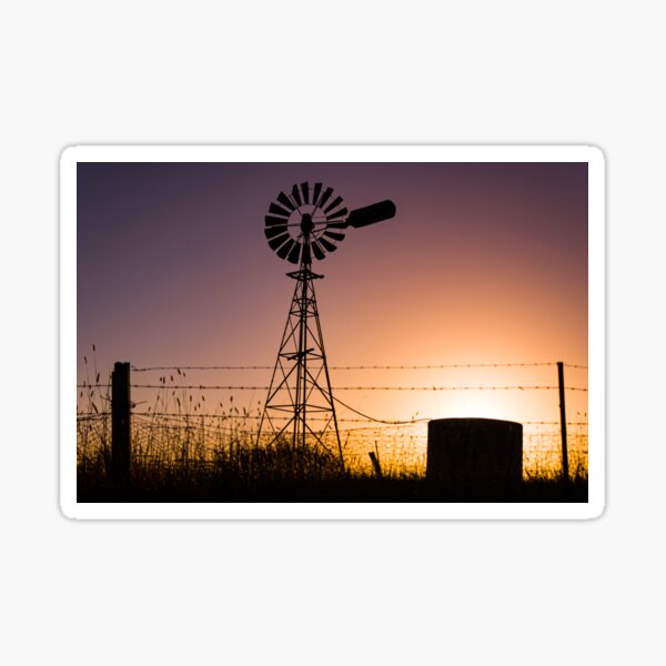 Item preview, Classic Australian windmill on farmland silhouetted at sunset. designed and sold by James-Cole.