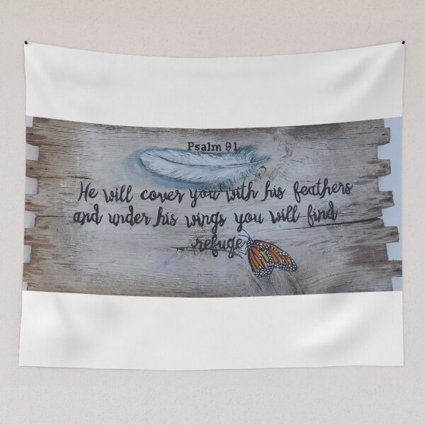Item preview, Psalm 91 he will cover you with his feathers and monarch butterfly sign designed and sold by Stephanie  Skeem.