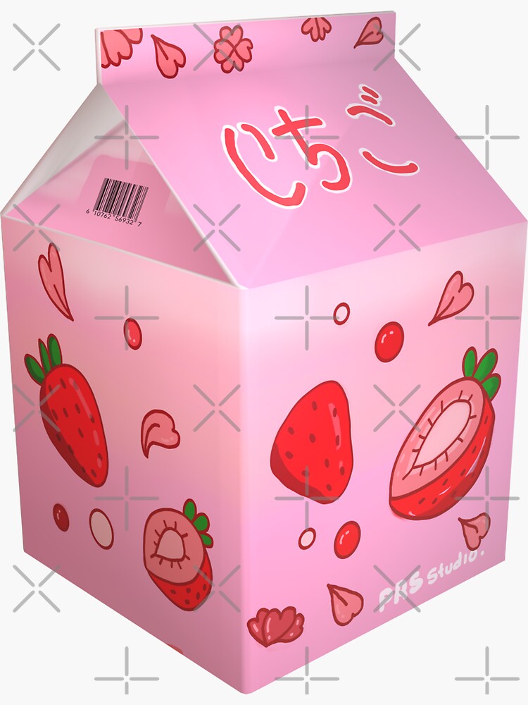 Strawberry Milk Carton Sticker For Sale By IloveMonsters Redbubble