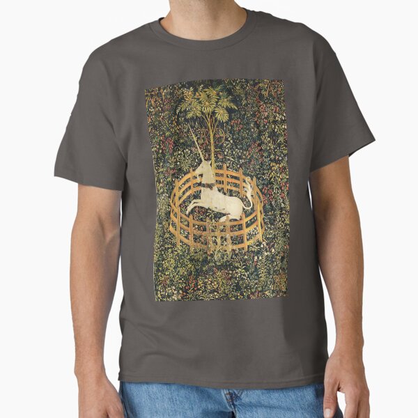 Item preview, UNICORN IN CAPTIVITY AND GOTHIC FANTASY FLOWERS, GREEN FLORAL MOTIFS designed and sold by BulganLumini.