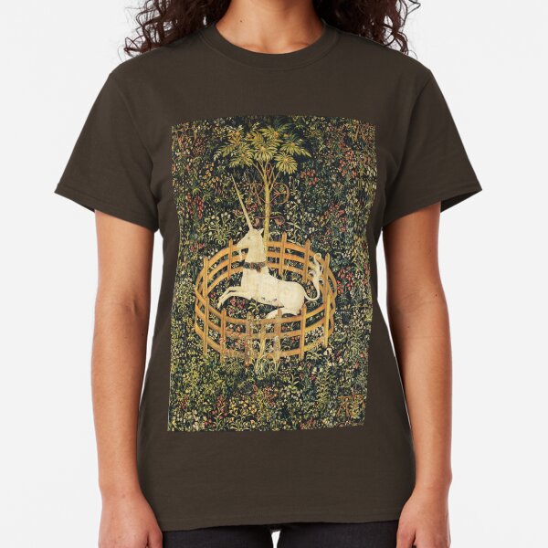 UNICORN AND GOTHIC FANTASY FLOWERS,FLORAL MOTIFS Classic T-Shirt