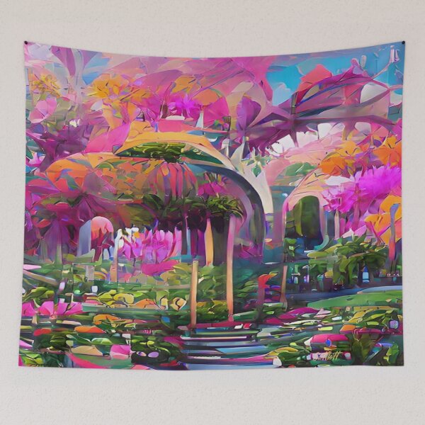 Item preview, Landscape Painting of Modern Art Impressionism - Painting of Botanical Garden designed and sold by CattlettArt.