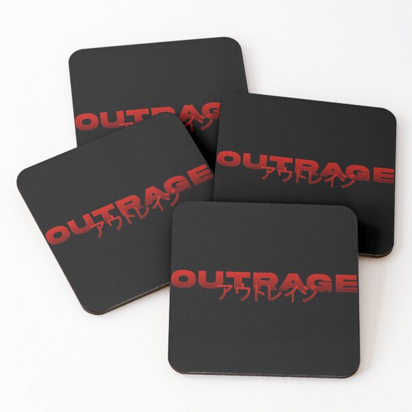 Item preview, Outrage in Japanese with red gradient and splatter designed and sold by killem667.