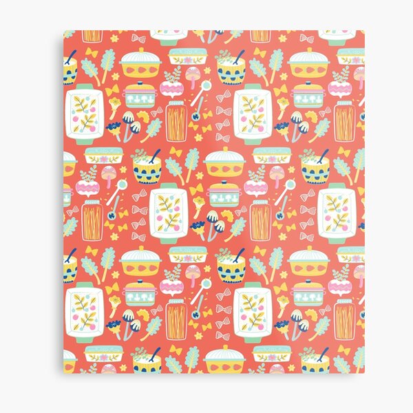 Vintage pasta maker pattern Metal Print
