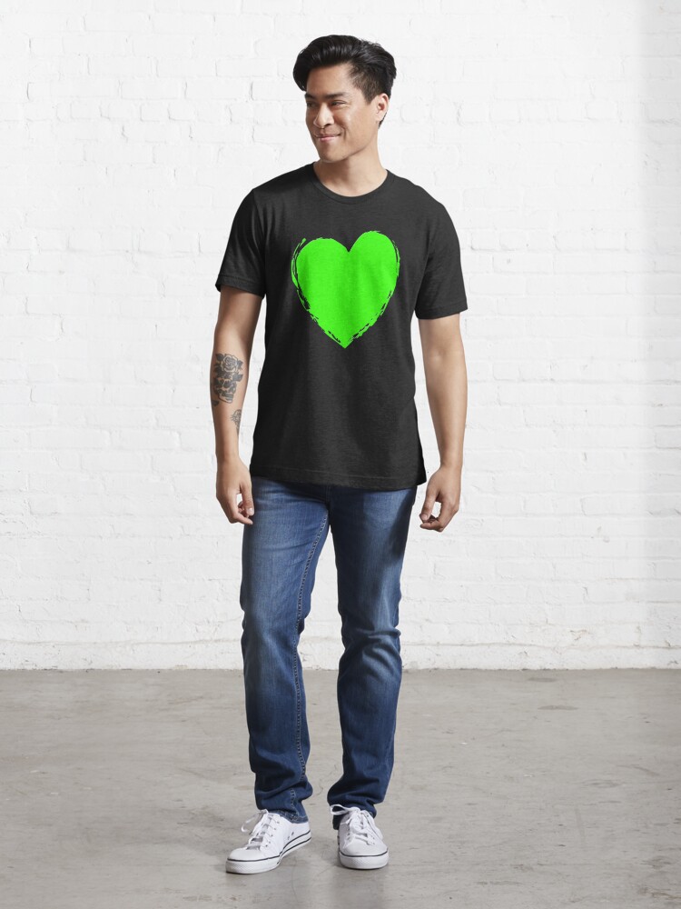 HEARTFELT BIG GREEN NEON HEART ART ON BLACK BACKGROUND FOR