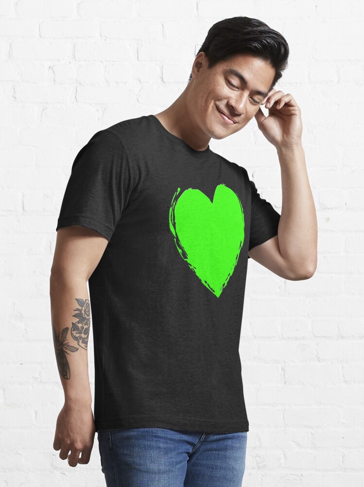 HEARTFELT BIG GREEN NEON HEART ART ON BLACK BACKGROUND FOR