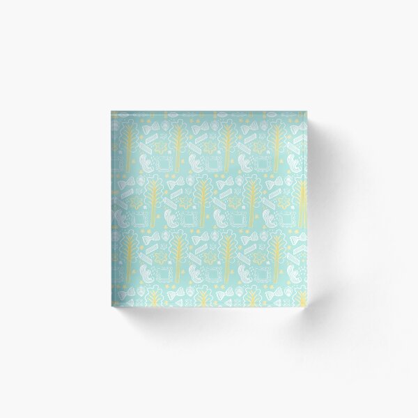 Blue Pasta Pattern Acrylic Block